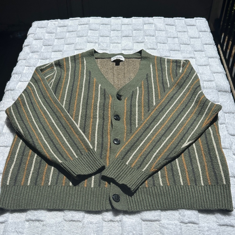 Goodfellow & Co Green Striped Cardigan